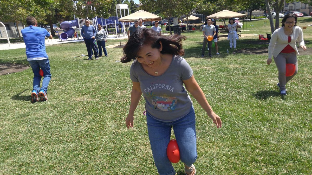 Balloon Waddle Race at a team event